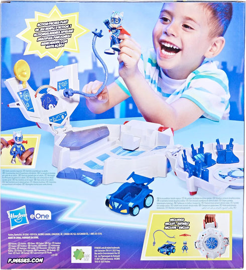 PJ Masks Power Heroes PJ Power Q Playset, Headquarters Set with Car and Figure, Superhero Toys for 3 Year Old Boys and Girls and Up...
