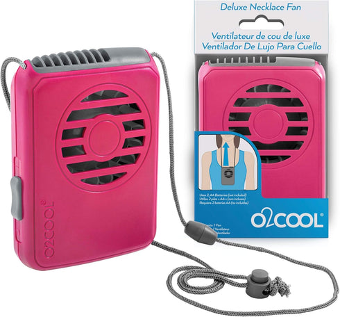 O2COOL Battery Powered Deluxe Necklace Fan For Personal Cooling With Adjustable Lanyard (Pink)...
