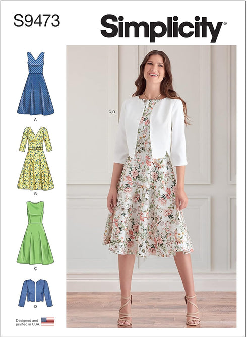 Simplicity Misses' Jacket and Dress Sewing Pattern Kit, Code S9473, Sizes 16-18-20-22-24, Multicolor...