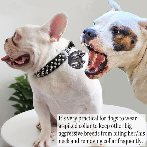 TEEMERRYCA Adjustable Microfiber Leather Spiked Studded Dog Collars with a Squeak Ball Gift for Small Medium Large Pets Like Cats/Pit Bull/Bulldog...