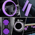 10 Pcs Leather Steering Wheel Cover for Women Cute Car Accessories Set with Seat Belt Shoulder Pads Seatbelt Covers Cup Holders Bling Start Button...