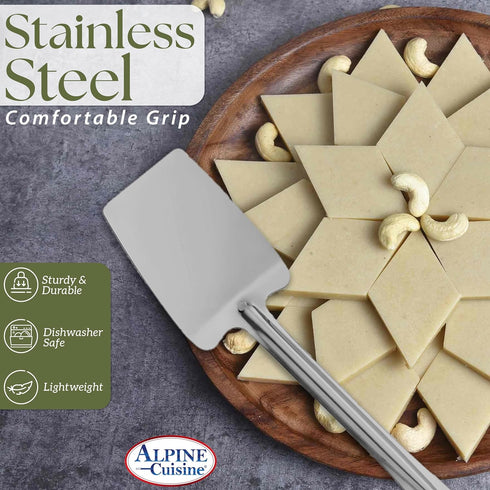 Alpine Cuisine Stainless Steel Solid Turner 13-Inches with Comfortable Handle - Heat Resistant Kitchen Spatulas - Barbecue Spatulas Turner for Coo...