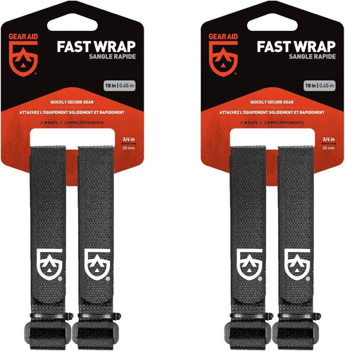 GEAR AID ¾” Fast Wrap Keeps Gear Organized and Secure with Adjustable, Cinch-and-Stick Straps with D-Ring, 18” Length, Pair, 2 Pack...
