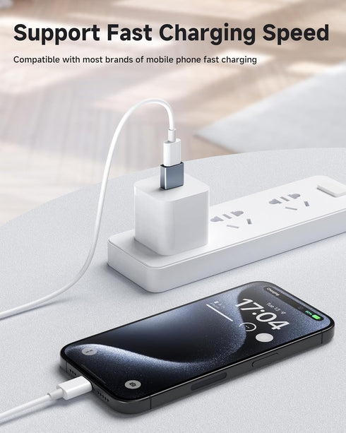 USB to USB C Adapter 4 Pack,?2*Type C Female to A Male Charger Converter?&?2*USB C Male to USB Female?OTG Adapter for iPhone 15 Pro Max 14 13 12,A...