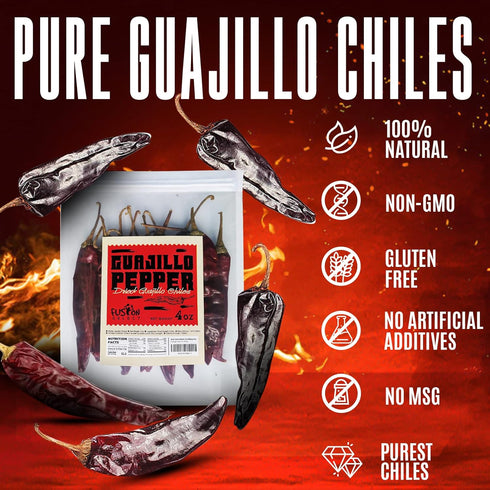 Fusion Select Guajillo Chiles Pepper - Natural and Premium - Mexican Recipes Like Mole, Tamales, Salsa, Sauce - Resealable Package (8 Oz)...