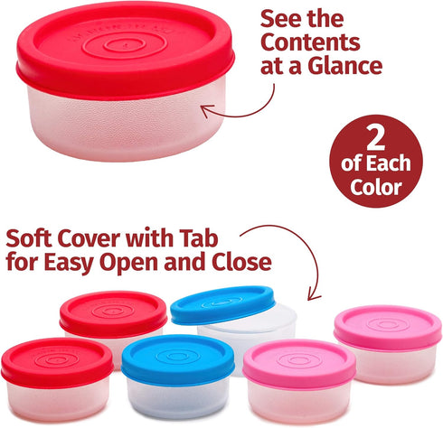 SIGNORA WARE Condiment Containers with Lids- 6 pk. 1.3 oz.Salad Dressing to go Small Food Storage Containers- Sauce Cups Leak proof Reusable Plast...