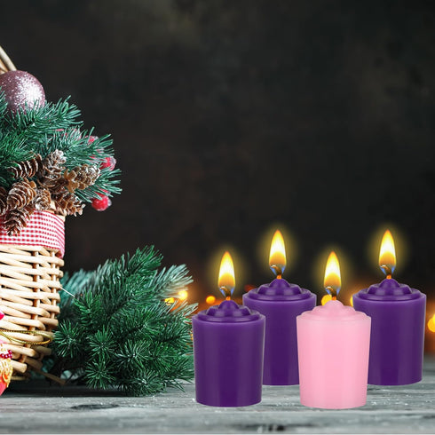 Mega Candles 4 pcs Unscented Christmas Advent Candles Set, Hand Poured Premium Wax Votive Candle 15 Hours 1.5 Inch x 2.25 Inch, Holidays, Celebrat...