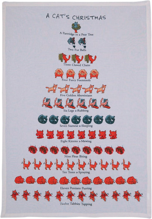 Mistletoe & Co. A Cat's Christmas 100% Cotton Kitchen Tea Towel, 18" x 26"...