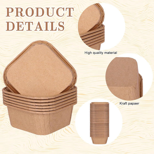 Whaline 100Pcs Parchment Square Cupcake Liners Kraft Paper Square Baking Cups Natural Color Cupcake Wrappers for Wedding Birthday Baby Shower Part...