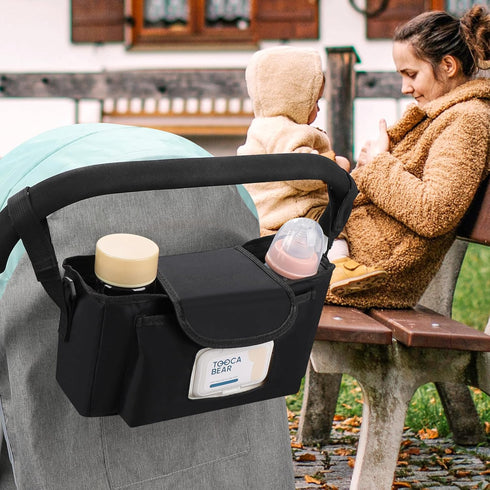 Accmor Universal Stroller Organizer with Insulated Cup Holder and Shoulder Strap, Stroller Caddy Bag Stroller Cup Holder Attachment for Uppababy, ...