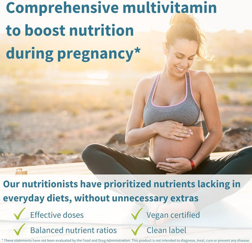 High Absorption Methylated Prenatal Multivitamin, Folate for MTHFR, Clean Label, Gentle Iron, Choline, Natural Calcium & Magnesium, Vegan Vitamins...