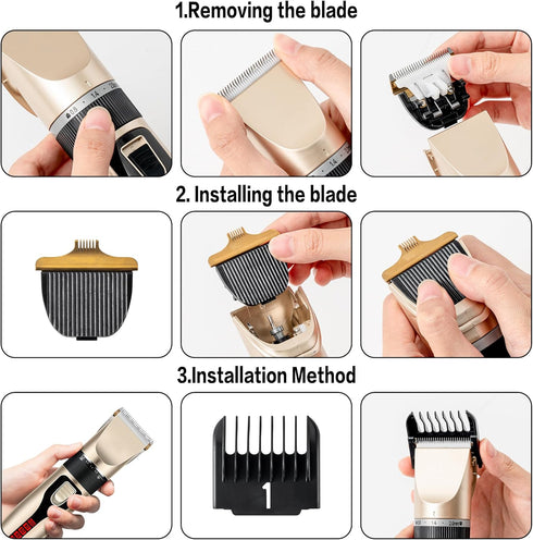 Dog Grooming Kit and Dog Paw Trimmer - Electric Quiet Cat Hair Clippers Set Pet Hair Clippers for Thick Coats Low Noise Cordless Pet Grooming Kit ...