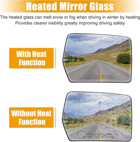 X AUTOHAUX Passenger Right Side Mirror Glass Car Rearview Mirror Glass Power Heated Exterior Mirror Replacement for Ford F-150 2004-2014 4L3Z-17K7...