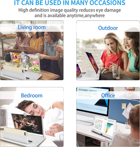 14 Inch Phone Screen Magnifier, HD Mobile Phone Screen Amplifier Pulling-Out Movie Video Enlarger Eye Protection with Foldable Stand Holder for Al...