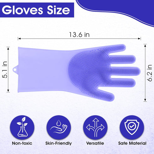 Pet Grooming Gloves, Dog Washing Gloves with High-Density Teeth, Silicone Dog Bathing Gloves with Enhanced Five Finger Design, Bathing and Massagi...