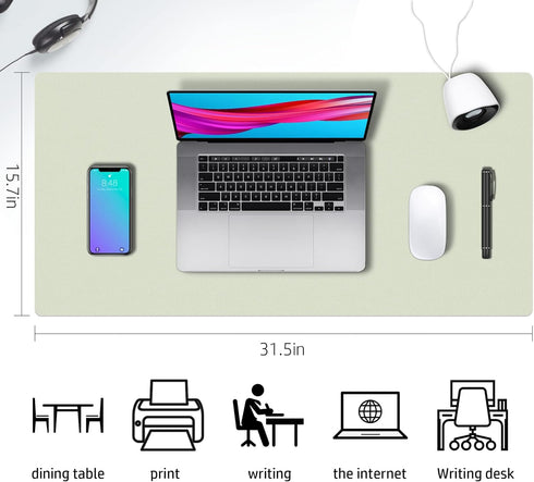 Desk Mat Large Protector Pad - Multifunctional Dual-Sided Office Desk Pad,Smooth Surface Soft Mouse Pad,Waterproof Desk Mat for Desktop, Pu Leathe...