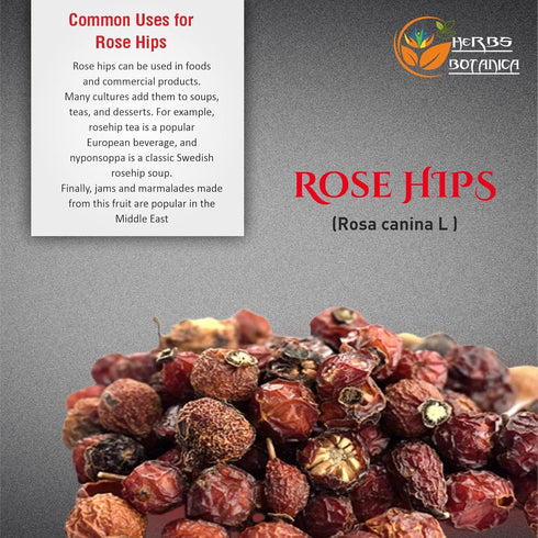Herbs Botanica Rosehips Dried Organic Rose Hip Herbal Tea, Homemade Sauce, Jellies, Soups, Seasoning, Syrup Vitamin C Rich 100% Naturally Dried Ro...