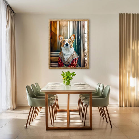 Posterizer 1 pcs-whimsical royal portrait of corgi dog in clothes 2-Art for Animal Lovers-Comedy Art-Decorations for Bedroom, Office, Living Room ...