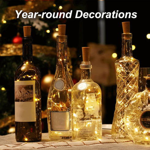 Aluan Wine Bottle Lights with Cork, 12 LED 10 Pack Fairy / String Lights Waterproof Battery Operated for Jar Party Wedding Christmas Festival Bar ...