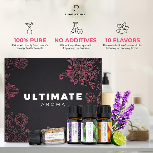 Essential Oils by Ultimate Aroma 100% Pure Therapeutic Grade Oils kit- Top Aromatherapy Oils Gift Set- Each Bottle 10ML...
