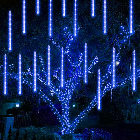 Christmas Lights Outdoor, 288 LED 12" 8 Tubes Meteor Shower Lights Outdoor Christmas Decorations Plug in, Waterproof Snow Falling Rain Icicle Xmas...