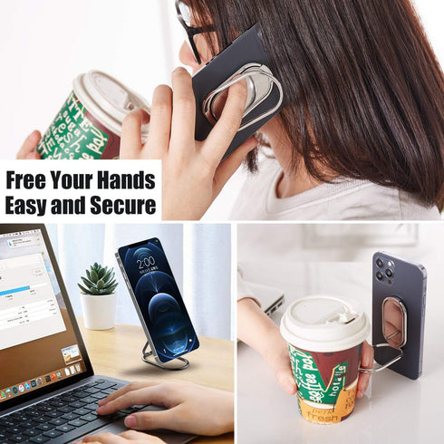 Phone Ring Holder Finger Kickstand Foldable Cellphone Back Stand 360° Rotation Metal Ring Grip Holder for Magnetic Car Mount Compatible with iPhon...