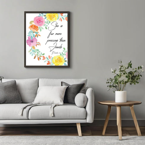 Posterizer 1 pcs-Bible Verse-she is more precious than jewels-Religious Posters-Motivational & Inspirational Art-Gifts for Christians - Gift for D...