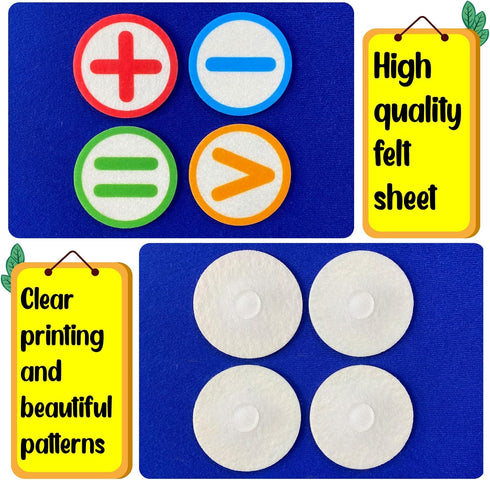 PENGFULL Felt Learning Numbers,44 Felt Board Pieces for Felt Flannel Board,Math Addition and Subtraction Colors Learning for Kindergarten,Preschoo...