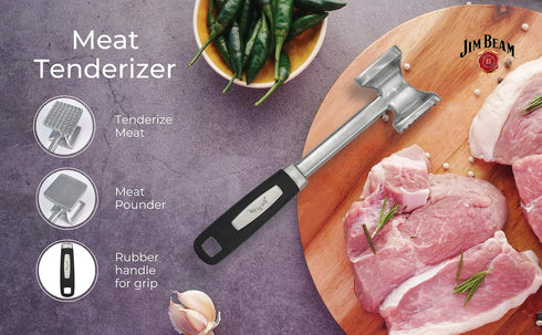 Jim Beam Heavy Duty Construction Meat Tenderizer with Soft Grip Handle, Medium....