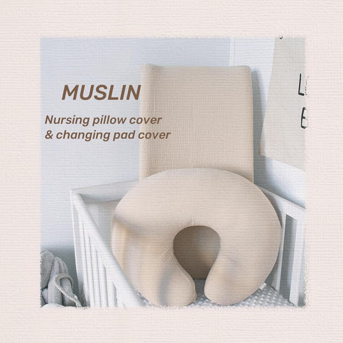 Owlowla Muslin Changing Pad Cover 2PACK,Soft Muslin Cotton Diaper Changing Pad Covers Changing Table Cover for Baby Boy Girl(Natural&Sage)...