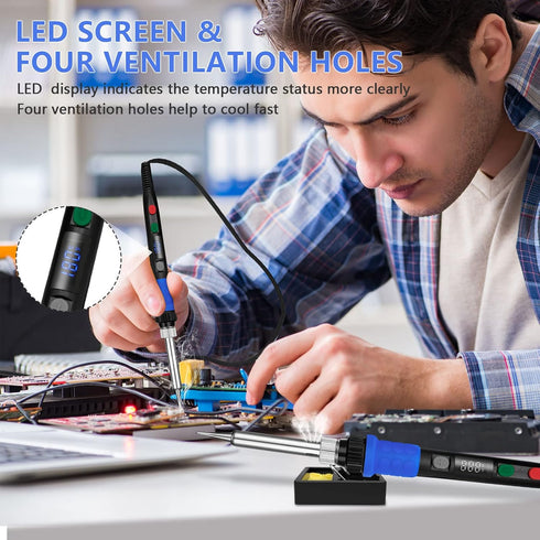 Soldering Iron Kit, 90W LED Digital Soldering Kit with Ceramic Heater, 110V Solder Iron Welding Tools with Smart Temperature Control, Auto Sleep &...