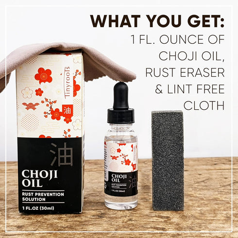 Tinyroots Choji Oil Tool Cleaning Kit, Simply Wipe the Knife Oil on to Restore Your Sword, Knives, Bonsai Tools, Includes Rust Eraser and Lint Fre...