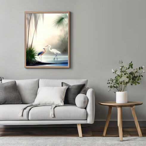 Posterizer 1 pcs-beautiful art work of pair of heron birds in nature 2-Art for Animal Lovers Gift for Art Lovers Decorations for Bedroom, Office, ...