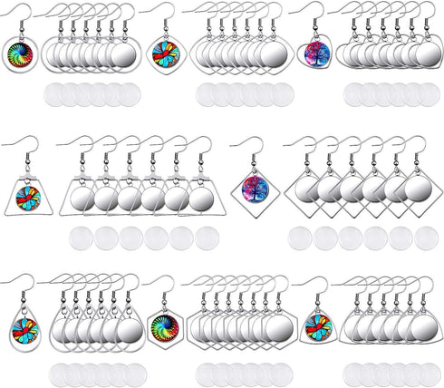 108 Pieces Stainless Steel Earring Bezel Blanks Wire Hooks Bezel Trays with 12 mm Glass Cabochons Setting for Jewelry Making DIY Craft...