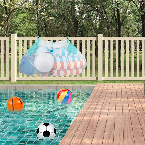 Pool Floats Storage Bag, Foldable Swimming Pool Hanging Mesh Organizer for Balls,Floats,Water Inflatable Toys and Other Pool Accessories, Green...