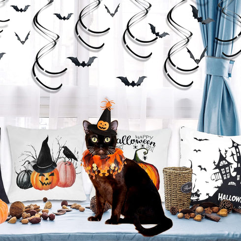 Cat Witch Halloween Costume Suit, Hmxpls Small Dogs & Cats Tutu Collar and Witch Pumpkin Hat Cute Costume Suit Kitten Outfit Clothing for Birthday...