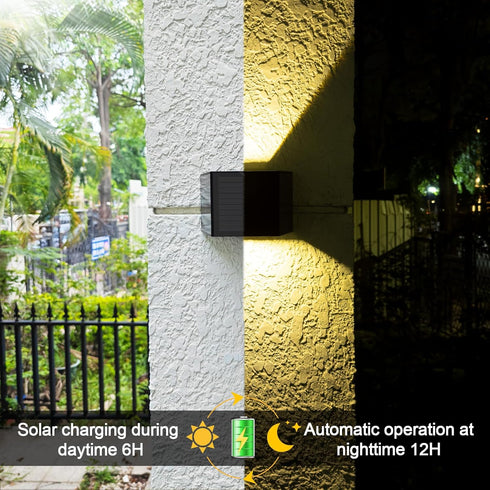 Solar Wall Lights Outdoor Up Down 3000K LED Lighting Waterproof with Adjustable Beam, Solar Wall Sconce Dusk to Dawn Lighting for Deck, Fence, Hou...