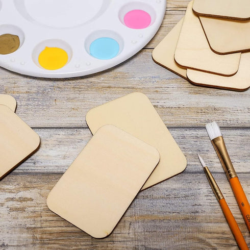 Bright Creations 60 Pack Unfinished Wood Cutouts for Crafts, Rectangle Wooden Slices for DIY Projects (2 x 3 in) - Wood Pieces for Crafts...