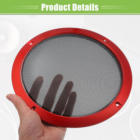 ACROPIX Universal 8" Car Speaker Grills Cover Mesh Round 8 Inch Audio Speaker Subwoofer Guard Protector Case with Mounting Screws Iron Red Black -...