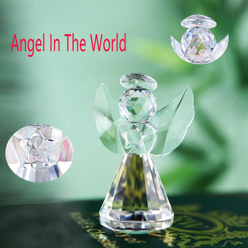HDCRYSTALGIFTS 3inch Crystal Guardian Angel Figurine Paperweight Decor Glass Angel Statue Ornaments Art Collectible Gift for Women (Clear)...