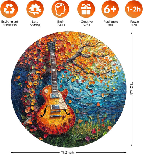 Wooden Puzzle for Adults, Guitar Wooden Jigsaw Puzzles(11.2 * 11.2in-200pcs), Beautiful Wooden Puzzle with Box Birthday Gifts for Adults and Kids ...