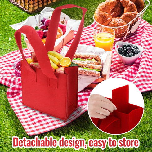 Hi.FANCY Felt Cloth Beer Bag, Protable Large Wine Cardboard Bottle Carriers with Carry Handle, 2 Bottle Wine Carrier Flexible Divider for Travel P...