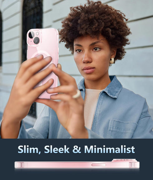 FNTCASE for iPhone 15-Plus Phone Case: Magnetic Clear Military Shockproof Anti Yellowing Slim Phone Cover with Camera Lens Protector & Screen Prot...