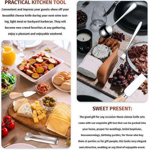 Patelai 14 Pcs Cheese Spreader Knives Set for Charcuterie Board Charcuterie Accessories Utensils Butter Knife Small Serving Spoons Tiny Tongs and ...