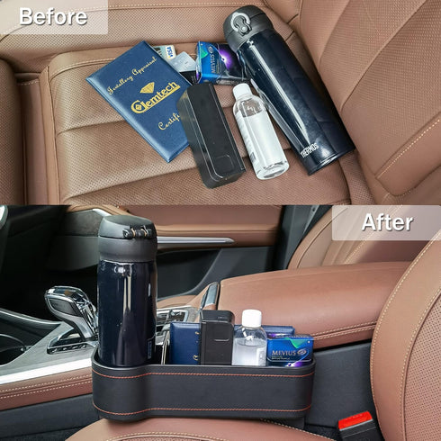Amiss Car Seat Gap Filler Space Storage Box, Console Coin Side Pocket,Multi-Function Automotive Front Seat Tray Crevice, Extra Cup/Sunglass Holder...