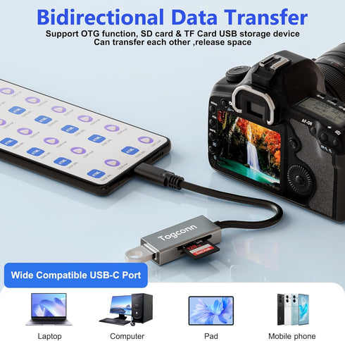 SD Card Reader 3 in 1, SD/TF Card Reader and USB A Female Port, Micro SD Memory Card Adapter, OTG, Camera Reader Multi Port for SD/Micro SD/Micro ...