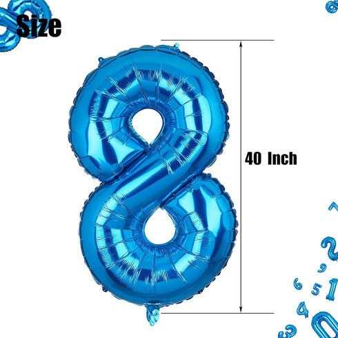 Big Number 8 Balloons Blue Mylar Foil Helium Balloons Birthday Party Decorations For Anniversary 8th Birthday Party...