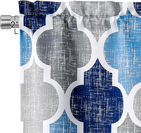 Beauoop Lattice Blackout Window Valance Curtain Panels Thermal Insulated Noise Reduction Drapes for Kitchen Cafe Living Room Quatrefoil Window Tre...