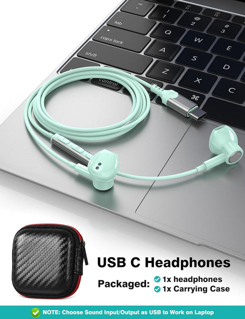 USB C Headphones for iPad 10 Pro Air (M4),iPhone 15 Pro Max Samsung S24 Ultra S23 FE S22,Magnetic Wired Earbuds Stereo USB Type C Earphones with M...