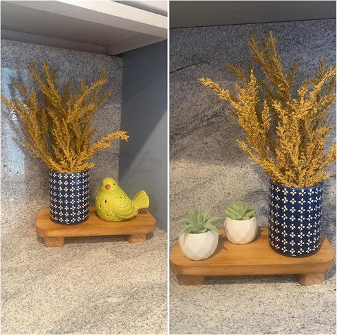 Farmhouse Wood Tray Rustic Wooden Pedestal 12 * 5.5 * 2 inches Decorative Wood Riser for Farmhouse Kitchen Counter Bathroom Room Decor (Brown)...